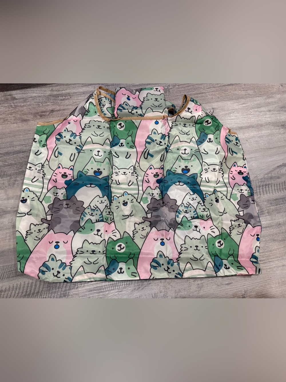 Cute Cat Print Reusable Foldable Shopping Bag 15x20in Nylon